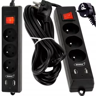 Predlžovací kábel USB + 3 zásuvky 5m